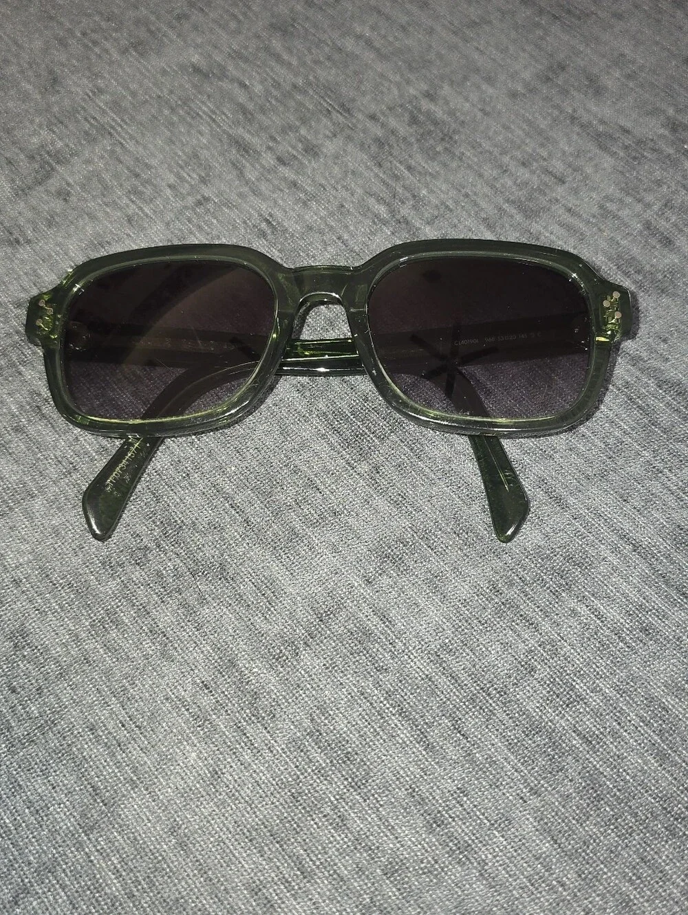 Celine CL40190I Olive Green Translucent Acetate Square Sunglasses Gold Hardware